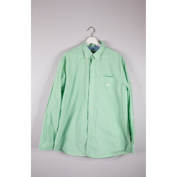Chaps Other - Chaps Button Down Shirt Mens XL Green Excellent Gingham Easy Care Long Sleeve